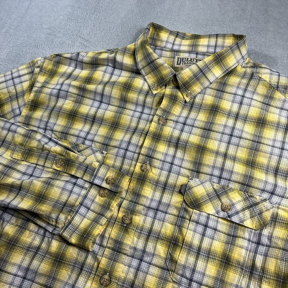 Duluth Shirt Mens 3XLT Button Up Yellow Tartan Roll Tab Breezeshooter Hiking